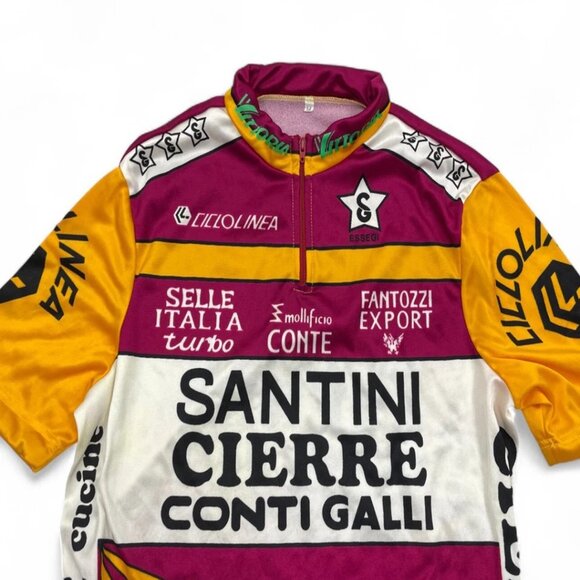 Team Santini Cierre Italia Vintage Essegi Italy 80s Cycling Bike Jersey Men's M - Picture 2 of 7